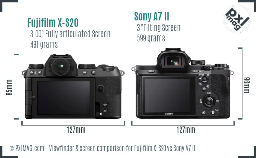 Fujifilm X-S20 vs Sony A7 II Screen and Viewfinder comparison