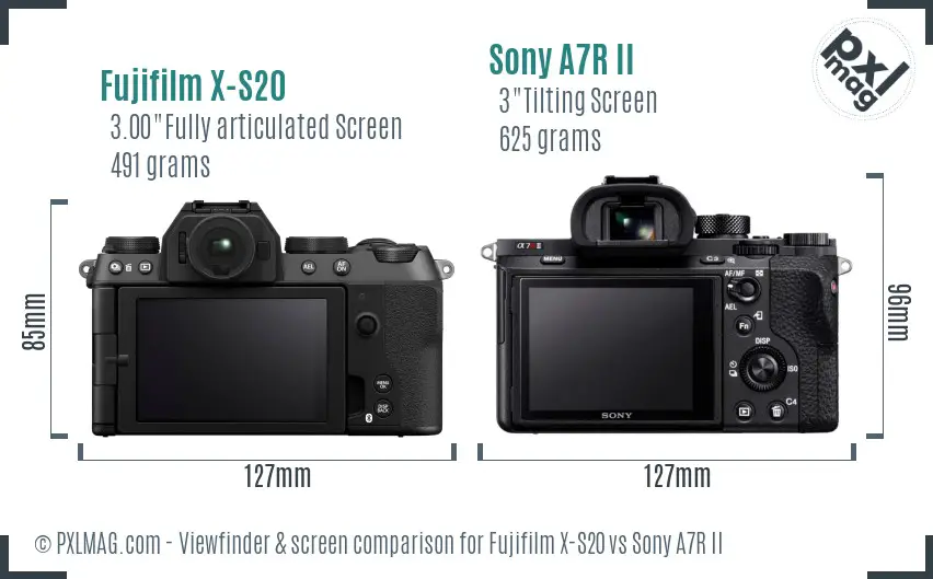 Fujifilm X-S20 vs Sony A7R II Screen and Viewfinder comparison Fujifilm X-S20 vs Sony A7R II Screen and Viewfinder comparison