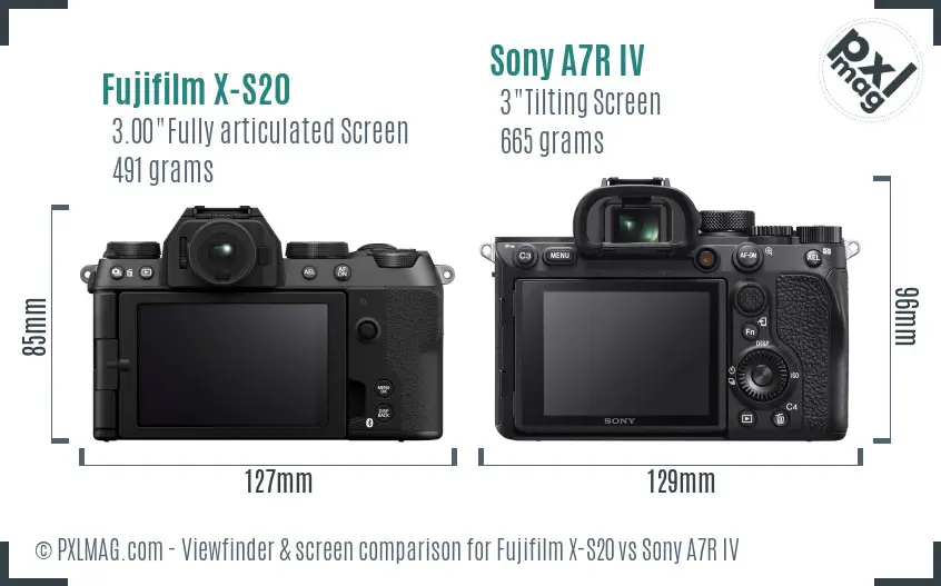 Fujifilm X-S20 vs Sony A7R IV Screen and Viewfinder comparison Fujifilm X-S20 vs Sony A7R IV Screen and Viewfinder comparison