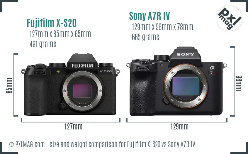Fujifilm X-S20 vs Sony A7R IV size comparison Fujifilm X-S20 vs Sony A7R IV size comparison