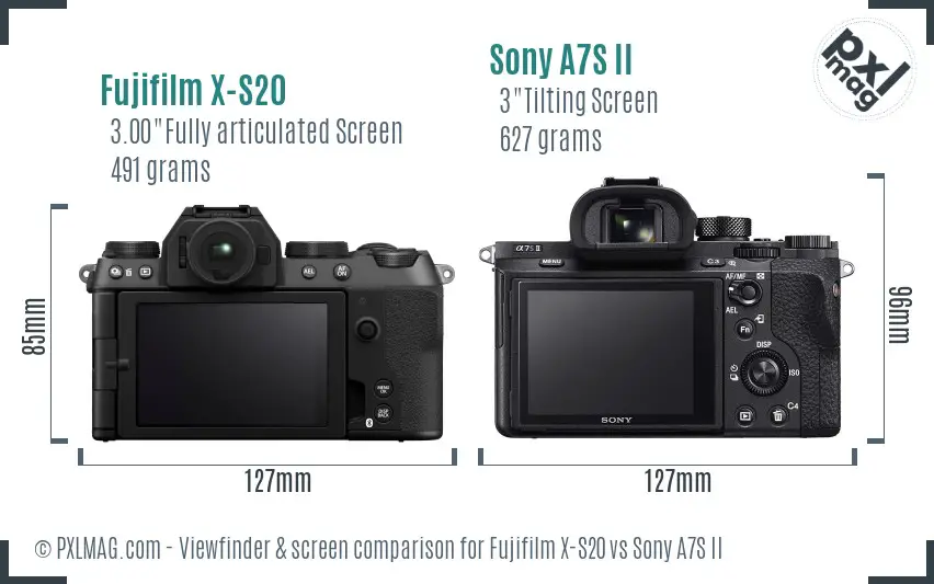 Fujifilm X-S20 vs Sony A7S II Screen and Viewfinder comparison