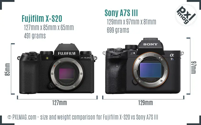 Fujifilm X-S20 vs Sony A7S III size comparison Fujifilm X-S20 vs Sony A7S III size comparison