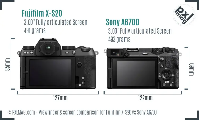 Fujifilm X-S20 vs Sony A6700 Screen and Viewfinder comparison Fujifilm X-S20 vs Sony A6700 Screen and Viewfinder comparison