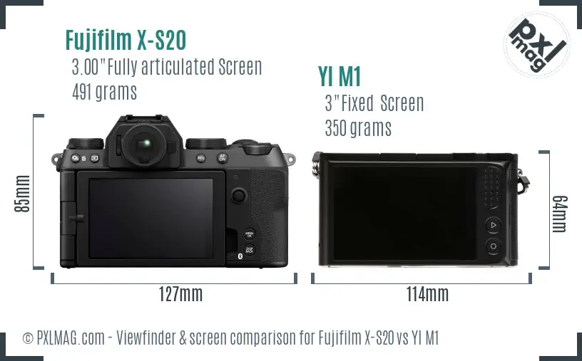 Fujifilm X-S20 vs YI M1 Screen and Viewfinder comparison