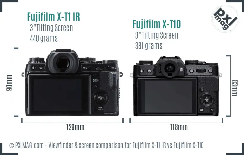 Fujifilm X-T1 IR vs Fujifilm X-T10 Screen and Viewfinder comparison