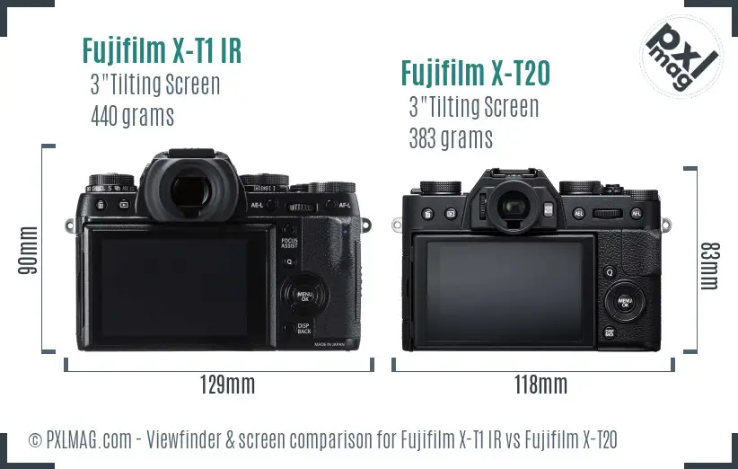 Fujifilm X-T1 IR vs Fujifilm X-T20 Screen and Viewfinder comparison