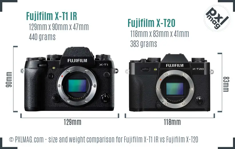 Fujifilm X-T1 IR vs Fujifilm X-T20 size comparison