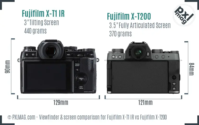 Fujifilm X-T1 IR vs Fujifilm X-T200 Screen and Viewfinder comparison