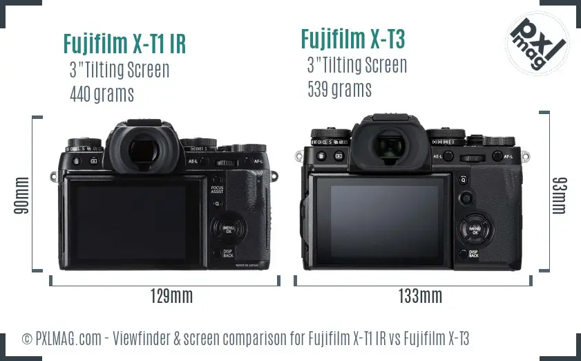 Fujifilm X-T1 IR vs Fujifilm X-T3 Screen and Viewfinder comparison