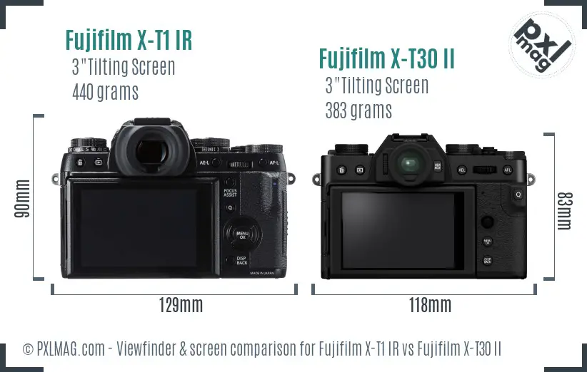 Fujifilm X-T1 IR vs Fujifilm X-T30 II Screen and Viewfinder comparison
