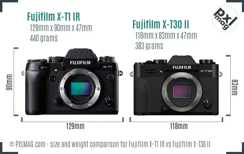 Fujifilm X-T1 IR vs Fujifilm X-T30 II size comparison
