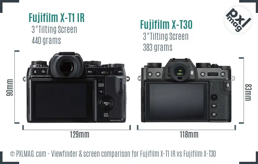 Fujifilm X-T1 IR vs Fujifilm X-T30 Screen and Viewfinder comparison