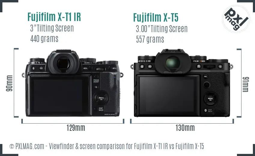 Fujifilm X-T1 IR vs Fujifilm X-T5 Screen and Viewfinder comparison