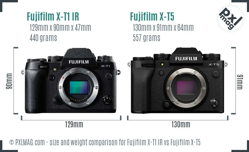 Fujifilm X-T1 IR vs Fujifilm X-T5 size comparison