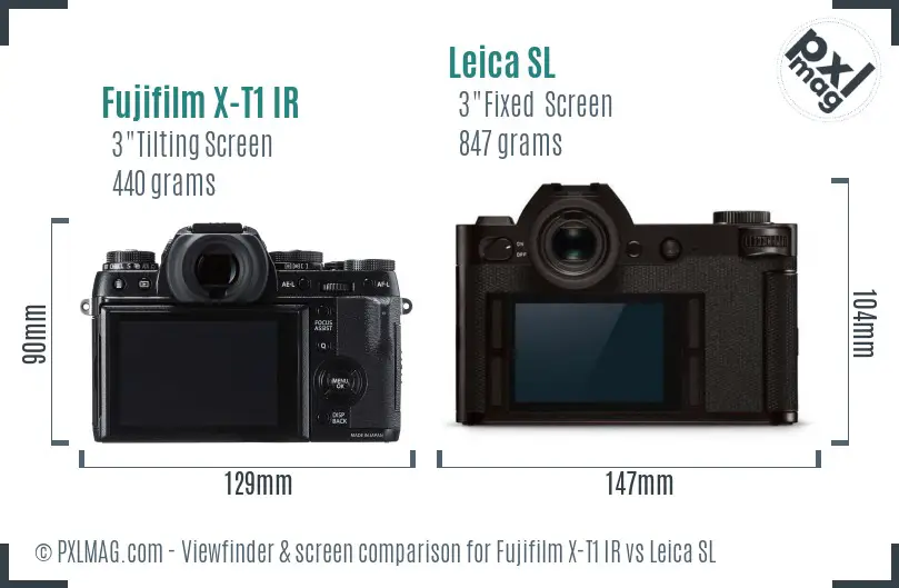Fujifilm X-T1 IR vs Leica SL Screen and Viewfinder comparison