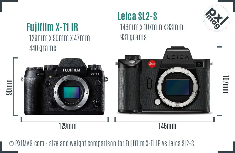 Fujifilm X-T1 IR vs Leica SL2-S size comparison