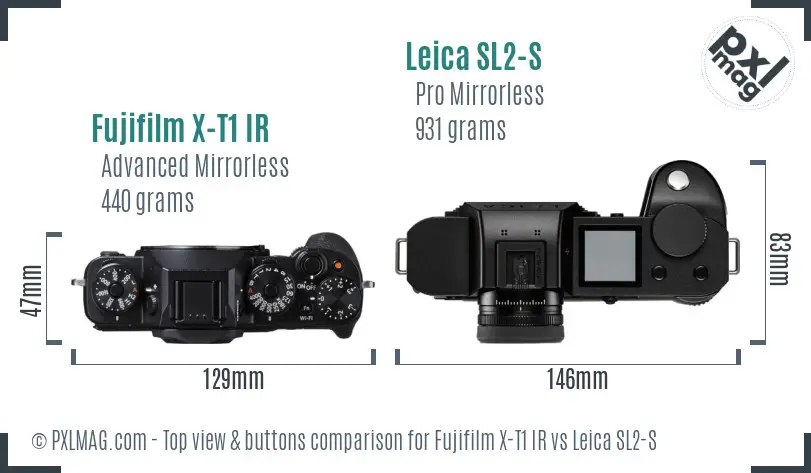 Fujifilm X-T1 IR vs Leica SL2-S top view buttons comparison