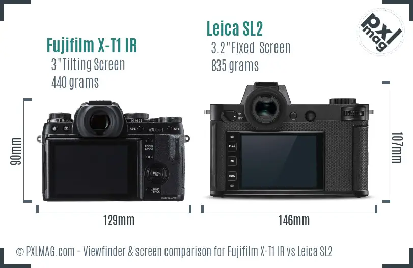 Fujifilm X-T1 IR vs Leica SL2 Screen and Viewfinder comparison