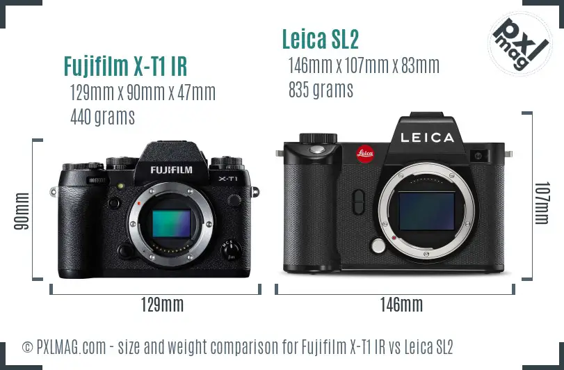 Fujifilm X-T1 IR vs Leica SL2 size comparison