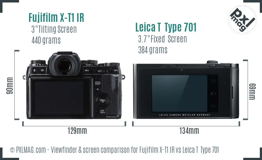 Fujifilm X-T1 IR vs Leica T  Type 701 Screen and Viewfinder comparison