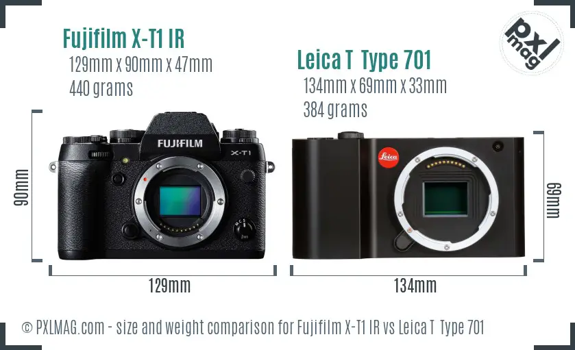 Fujifilm X-T1 IR vs Leica T  Type 701 size comparison