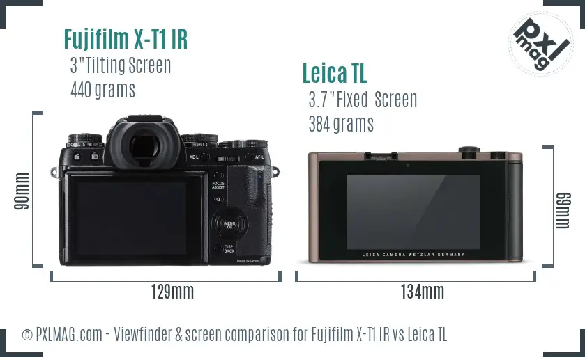 Fujifilm X-T1 IR vs Leica TL Screen and Viewfinder comparison