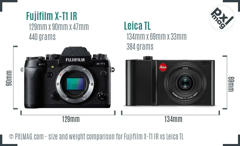 Fujifilm X-T1 IR vs Leica TL size comparison