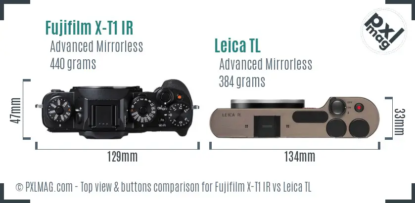 Fujifilm X-T1 IR vs Leica TL top view buttons comparison