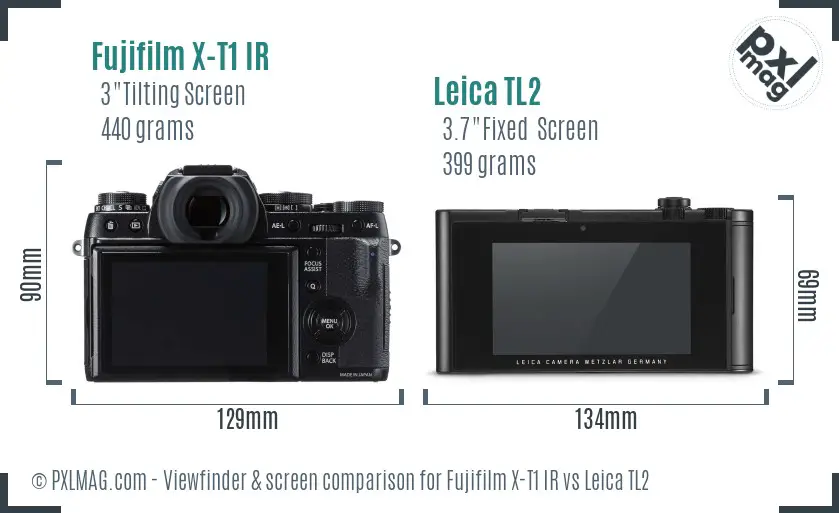 Fujifilm X-T1 IR vs Leica TL2 Screen and Viewfinder comparison