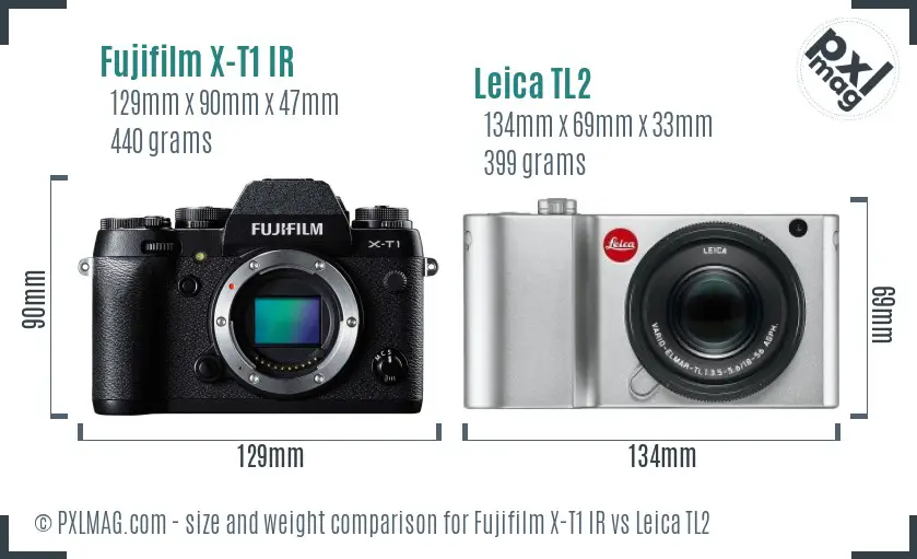 Fujifilm X-T1 IR vs Leica TL2 size comparison