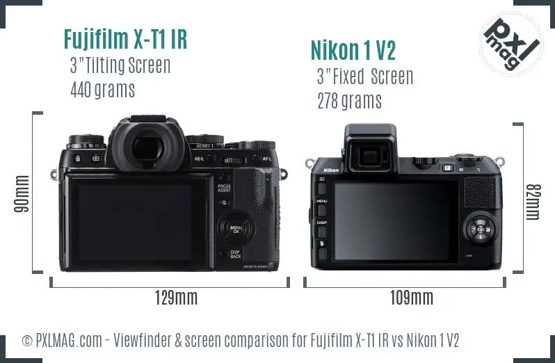 Fujifilm X-T1 IR vs Nikon 1 V2 Screen and Viewfinder comparison