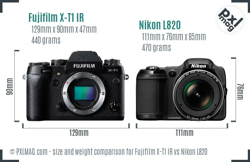 Fujifilm X-T1 IR vs Nikon L820 size comparison