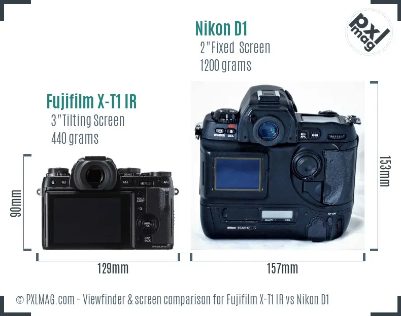 Fujifilm X-T1 IR vs Nikon D1 Screen and Viewfinder comparison