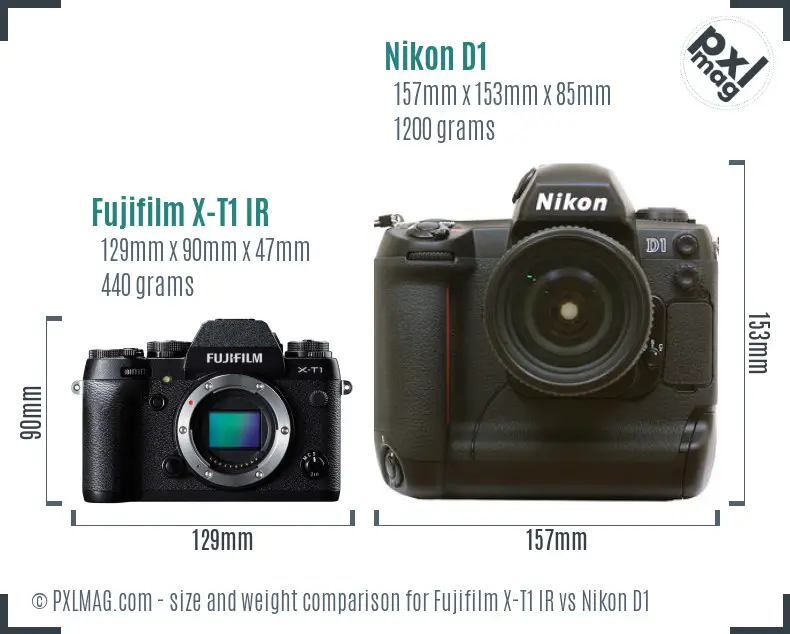 Fujifilm X-T1 IR vs Nikon D1 size comparison