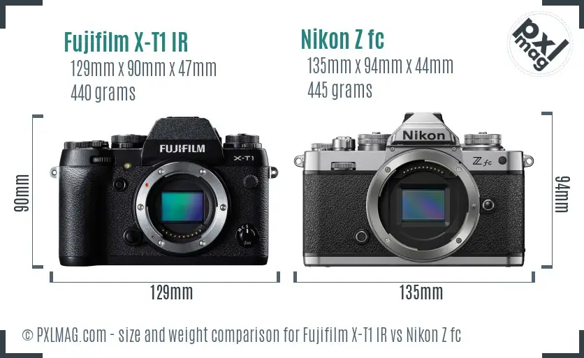 Fujifilm X-T1 IR vs Nikon Z fc size comparison