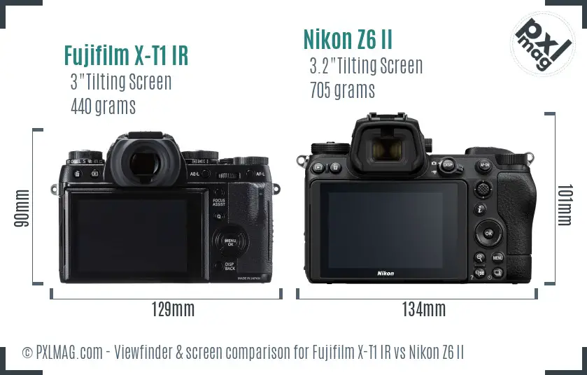 Fujifilm X-T1 IR vs Nikon Z6 II Screen and Viewfinder comparison