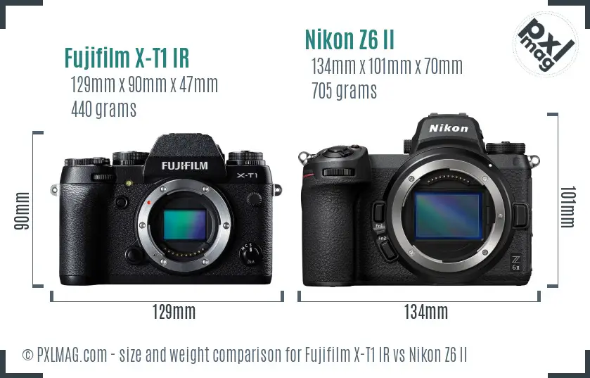 Fujifilm X-T1 IR vs Nikon Z6 II size comparison