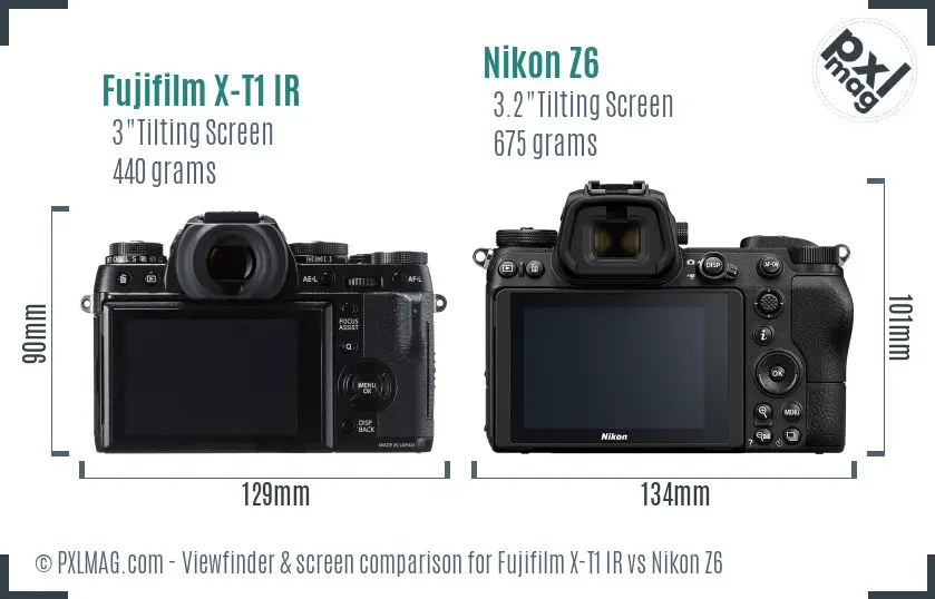 Fujifilm X-T1 IR vs Nikon Z6 Screen and Viewfinder comparison