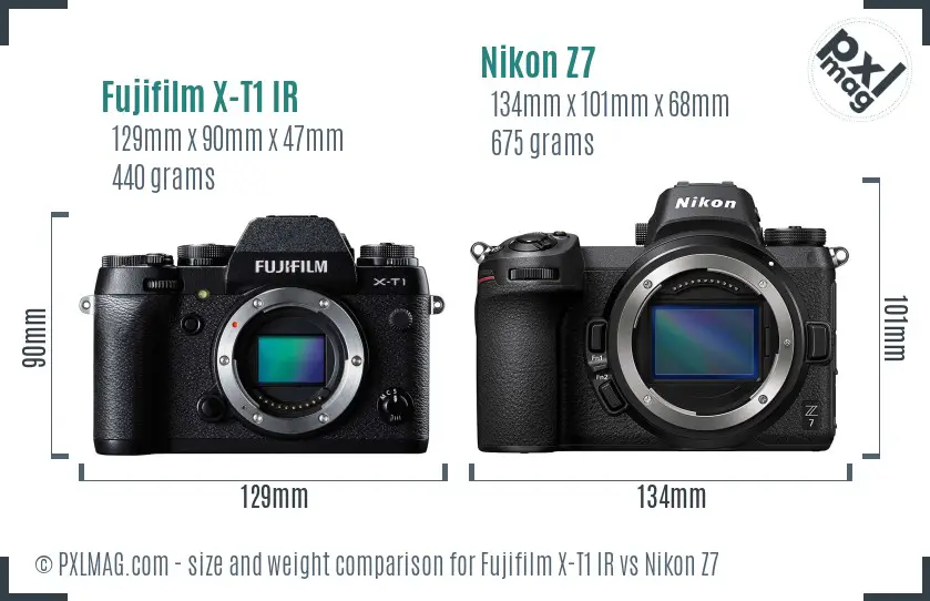 Fujifilm X-T1 IR vs Nikon Z7 size comparison