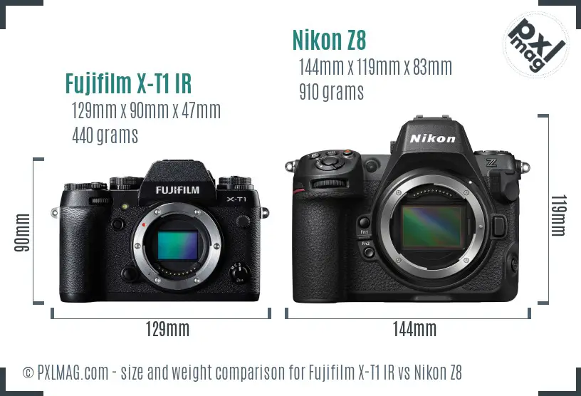 Fujifilm X-T1 IR vs Nikon Z8 size comparison