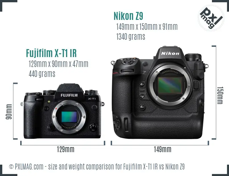 Fujifilm X-T1 IR vs Nikon Z9 size comparison