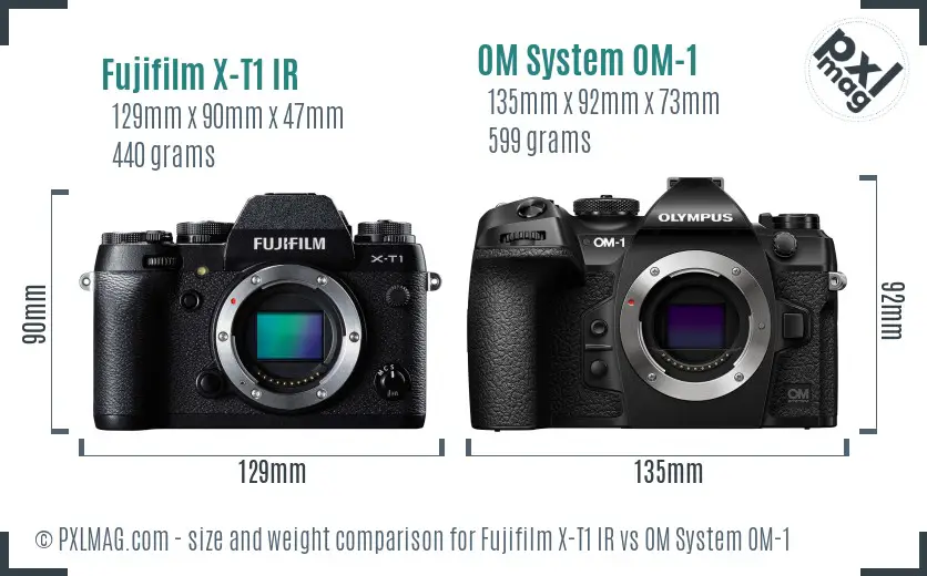 Fujifilm X-T1 IR vs OM System OM-1 size comparison