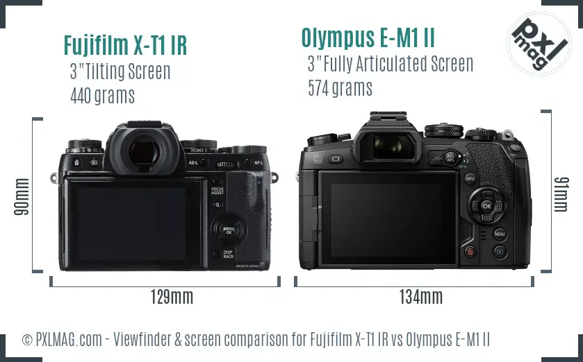 Fujifilm X-T1 IR vs Olympus E-M1 II Screen and Viewfinder comparison
