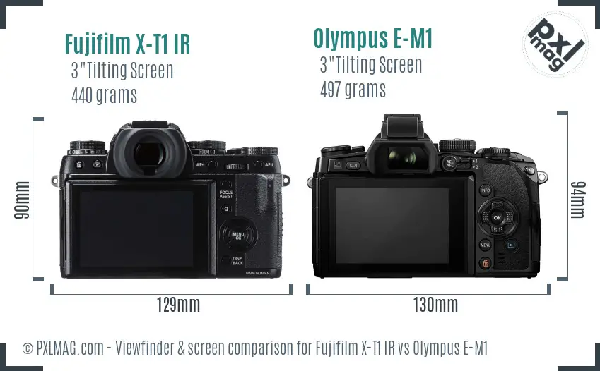 Fujifilm X-T1 IR vs Olympus E-M1 Screen and Viewfinder comparison