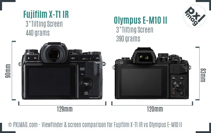 Fujifilm X-T1 IR vs Olympus E-M10 II Screen and Viewfinder comparison