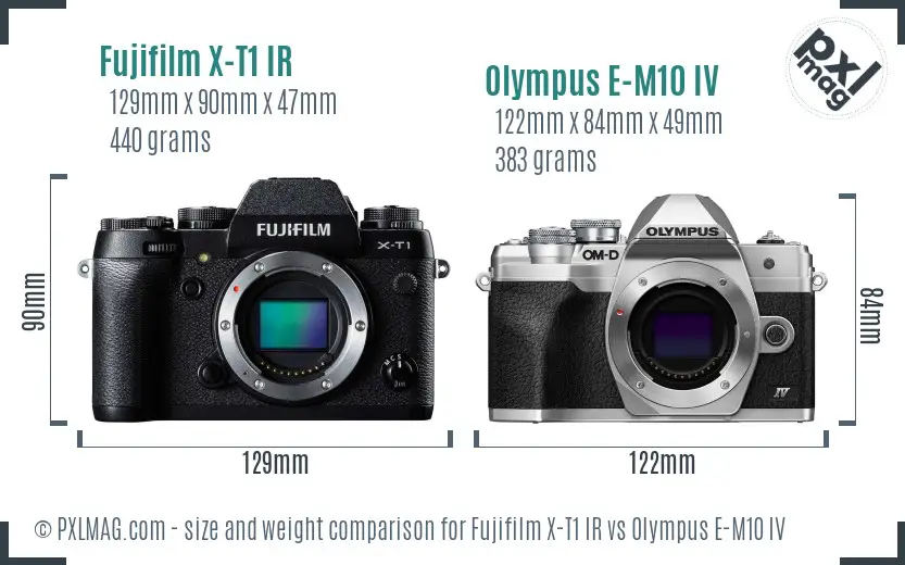 Fujifilm X-T1 IR vs Olympus E-M10 IV size comparison