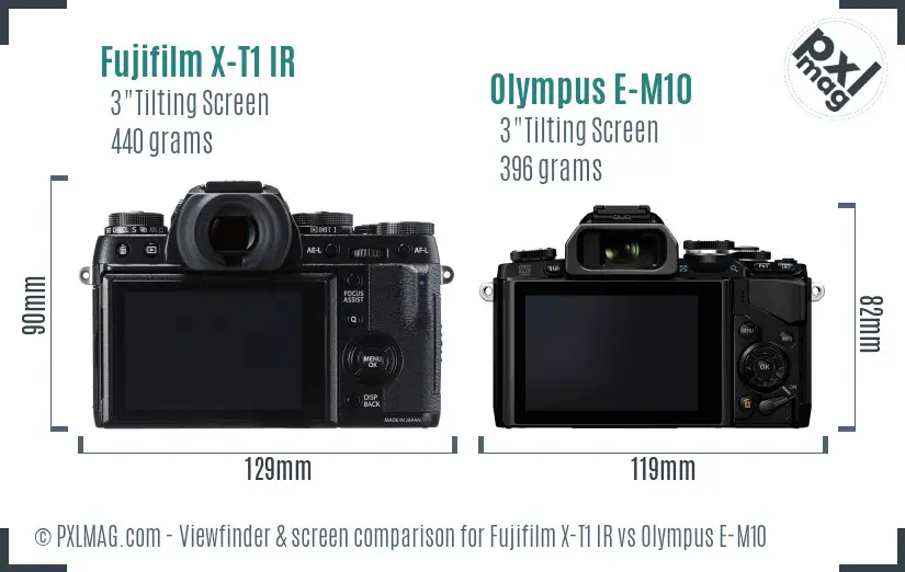 Fujifilm X-T1 IR vs Olympus E-M10 Screen and Viewfinder comparison