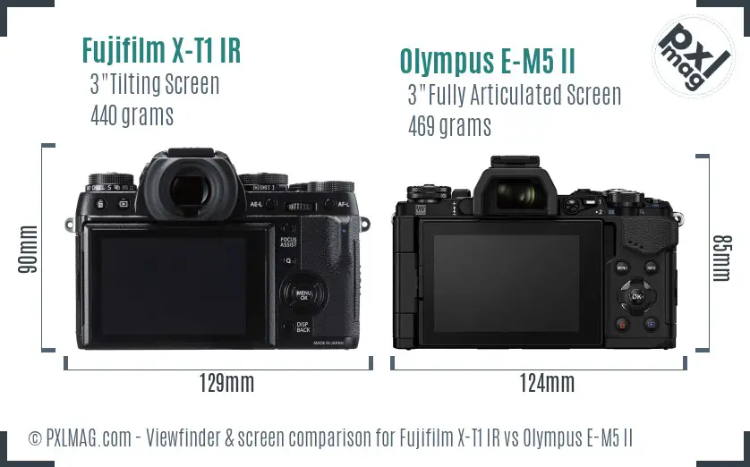 Fujifilm X-T1 IR vs Olympus E-M5 II Screen and Viewfinder comparison