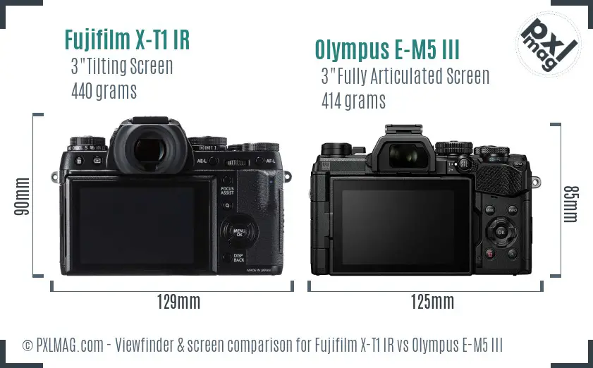 Fujifilm X-T1 IR vs Olympus E-M5 III Screen and Viewfinder comparison Fujifilm X-T1 IR vs Olympus E-M5 III Screen and Viewfinder comparison