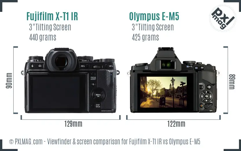 Fujifilm X-T1 IR vs Olympus E-M5 Screen and Viewfinder comparison